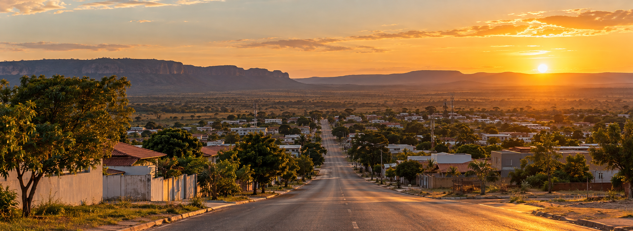 Vista de Comodoro, Mato Grosso, ao entardecer